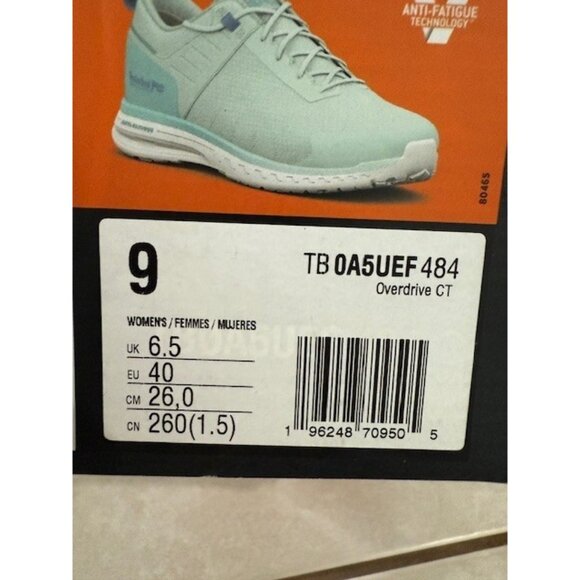 Timberland Pro Overdrive Composite Safety Toe Womens Size 9 Teal Green Blue Aqua - Picture 10 of 10